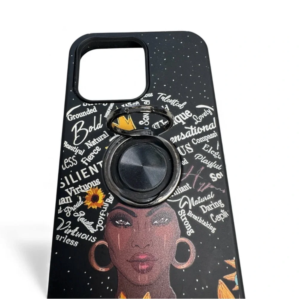 Black Sunflower Phone Case with Stand I-Phone 15 Pro Max